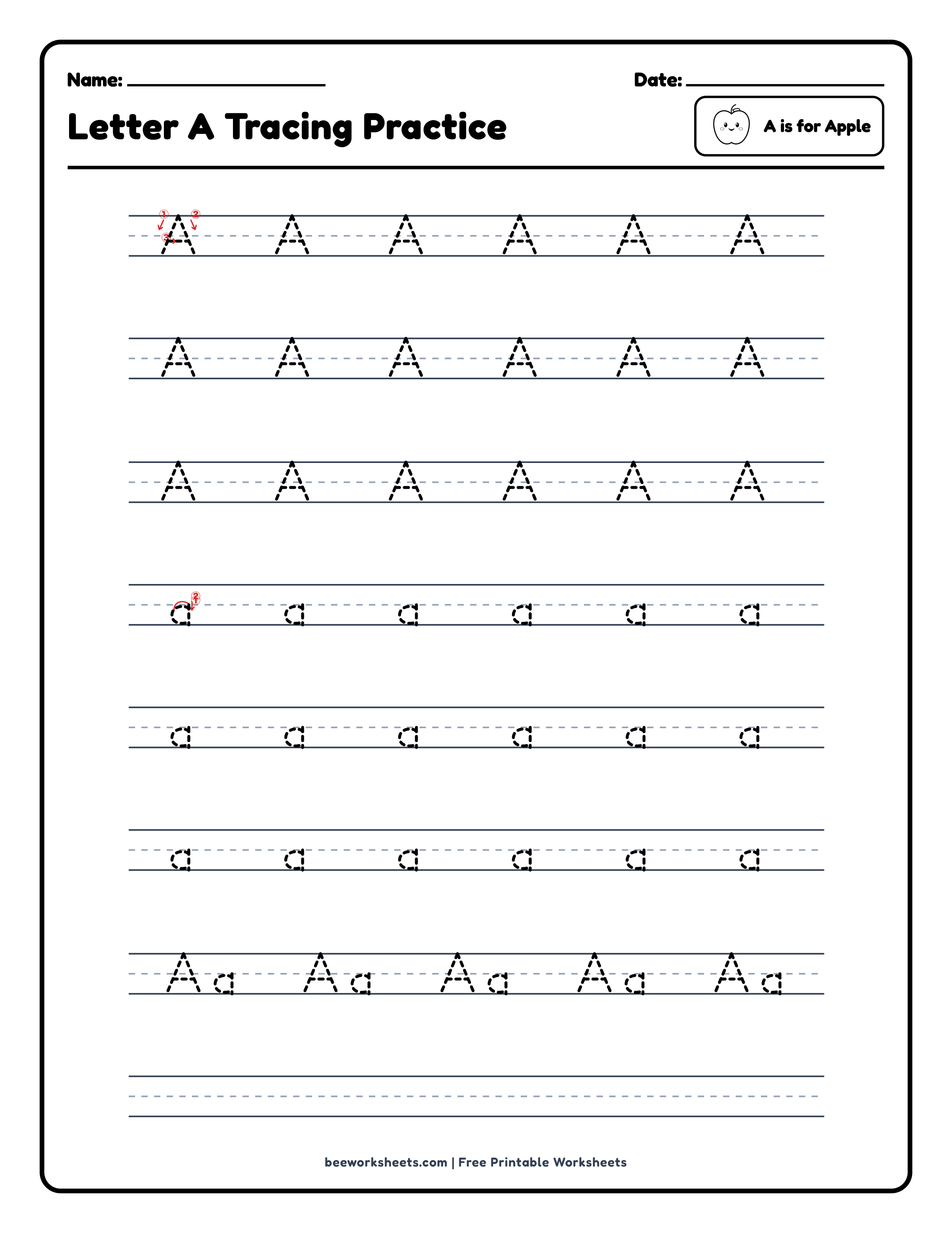 Letter A: Apple Alphabet & Phonics Worksheet Preview