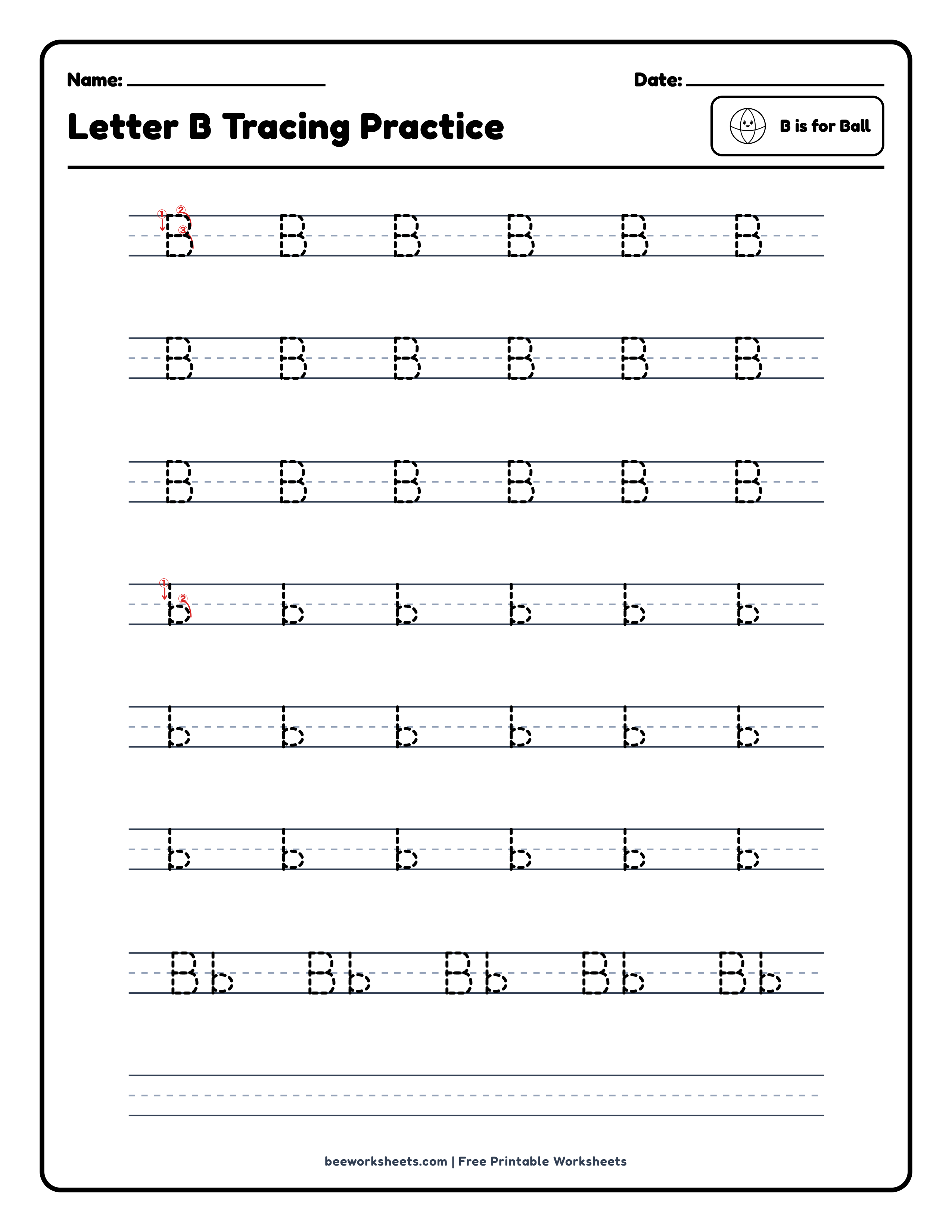 Letter B: Ball Alphabet & Phonics Worksheet Preview