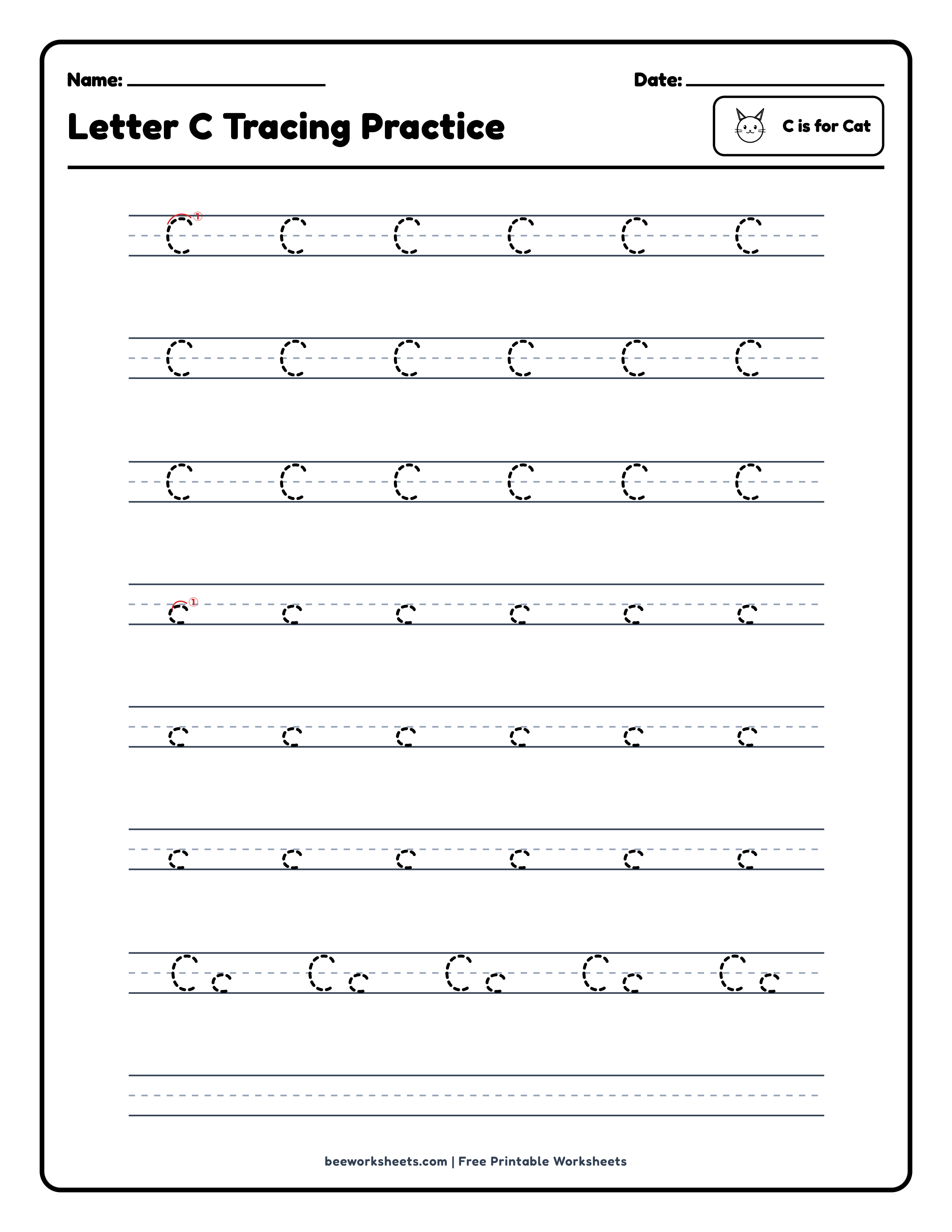 Letter C: Cat Alphabet & Phonics Worksheet Preview