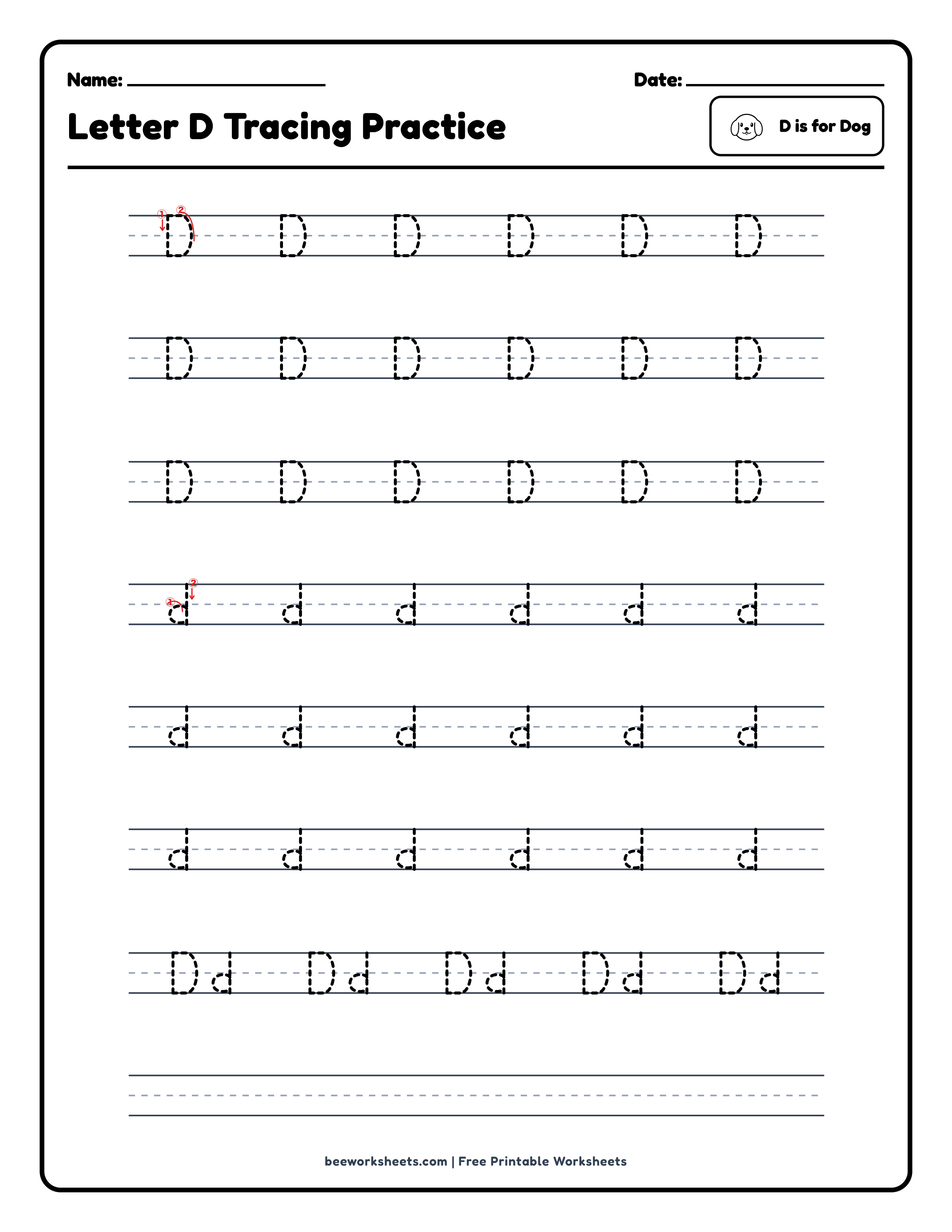 Letter D: Dog Alphabet & Phonics Worksheet Preview