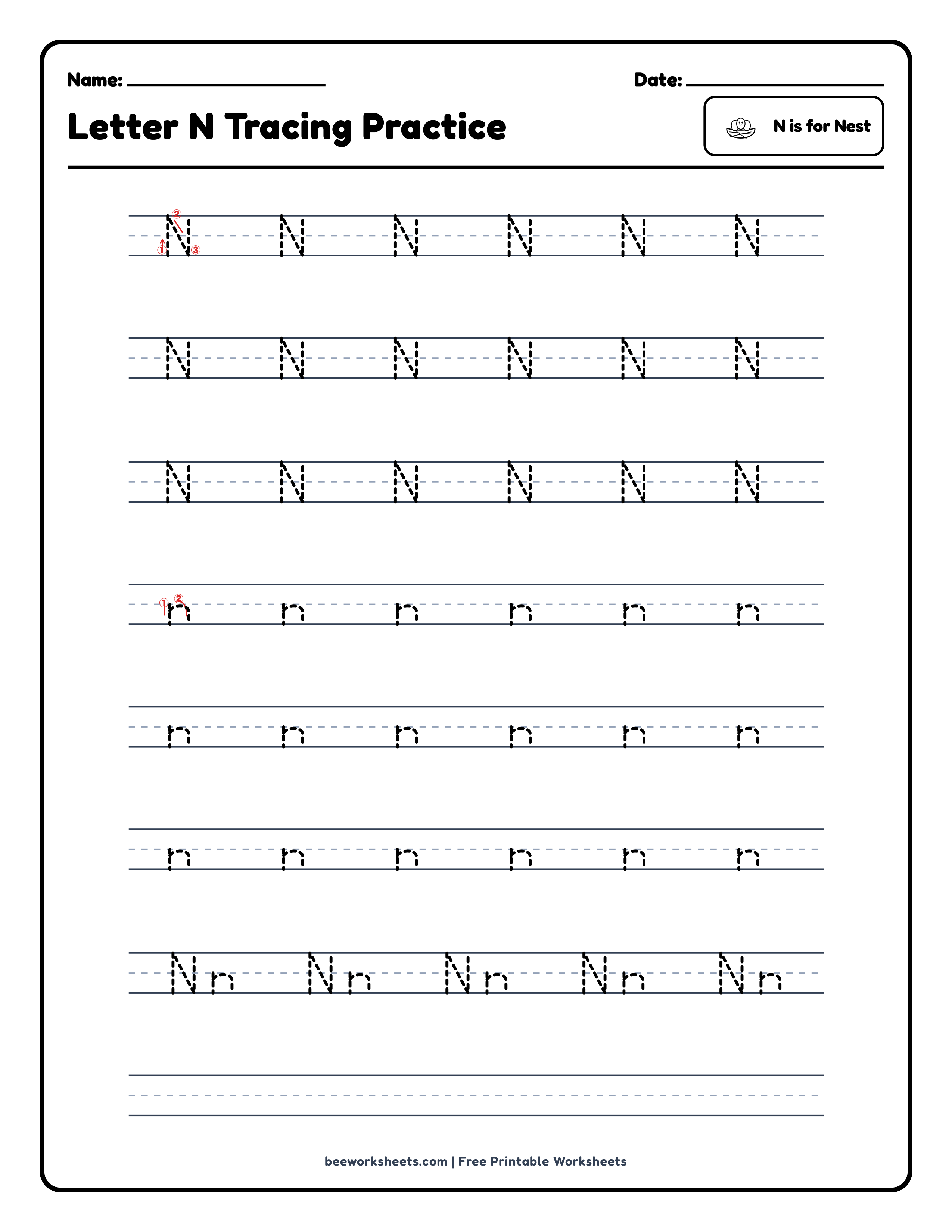Letter N: Nest Alphabet & Phonics Worksheet Preview