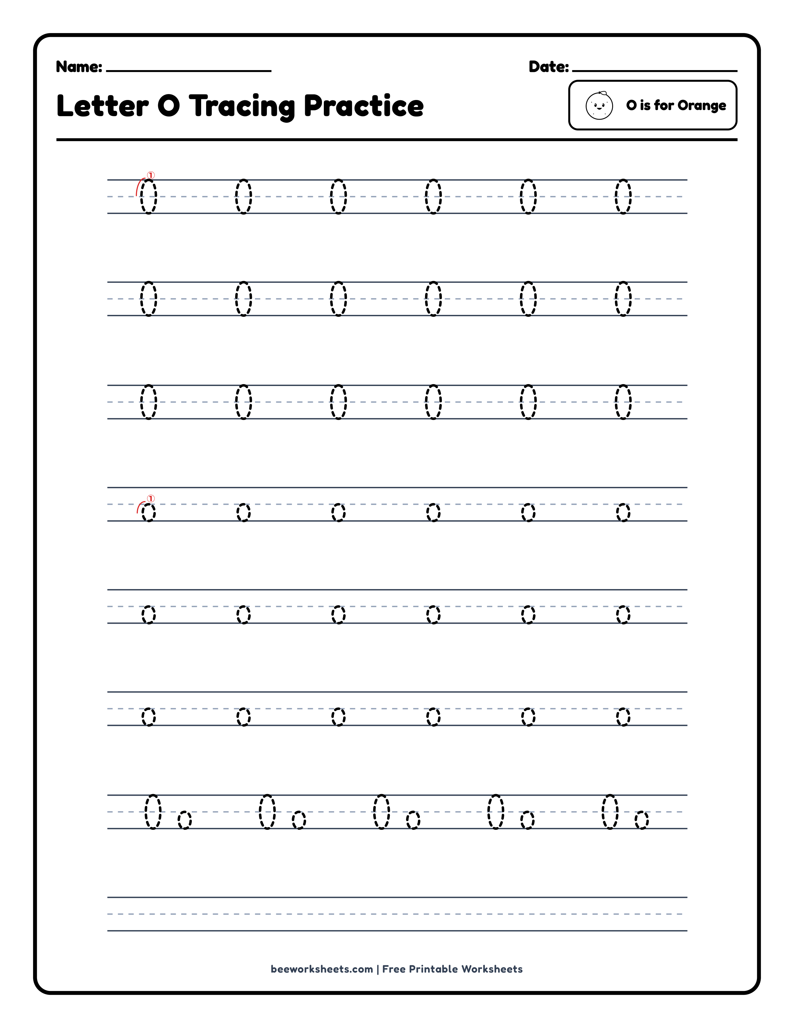 Letter O: Orange Alphabet & Phonics Worksheet Preview