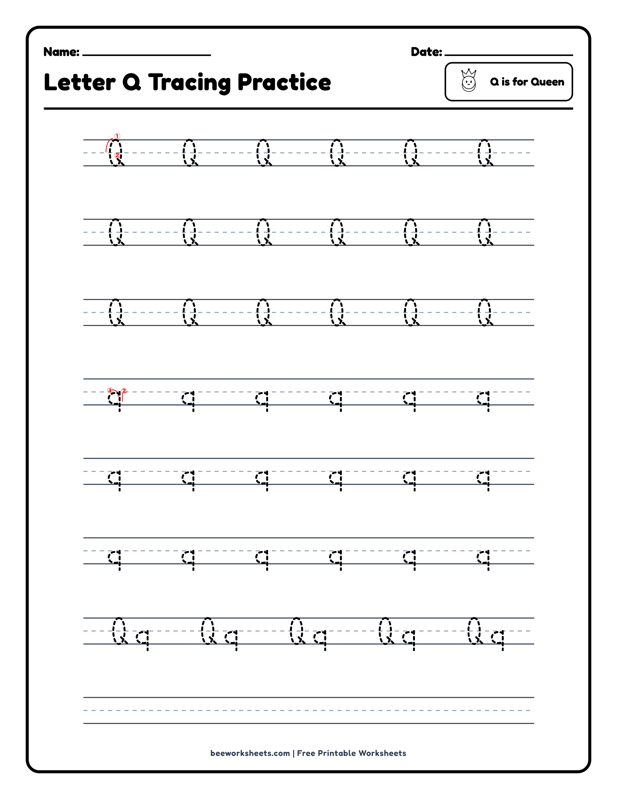Letter Q: Queen Alphabet & Phonics Worksheet Preview