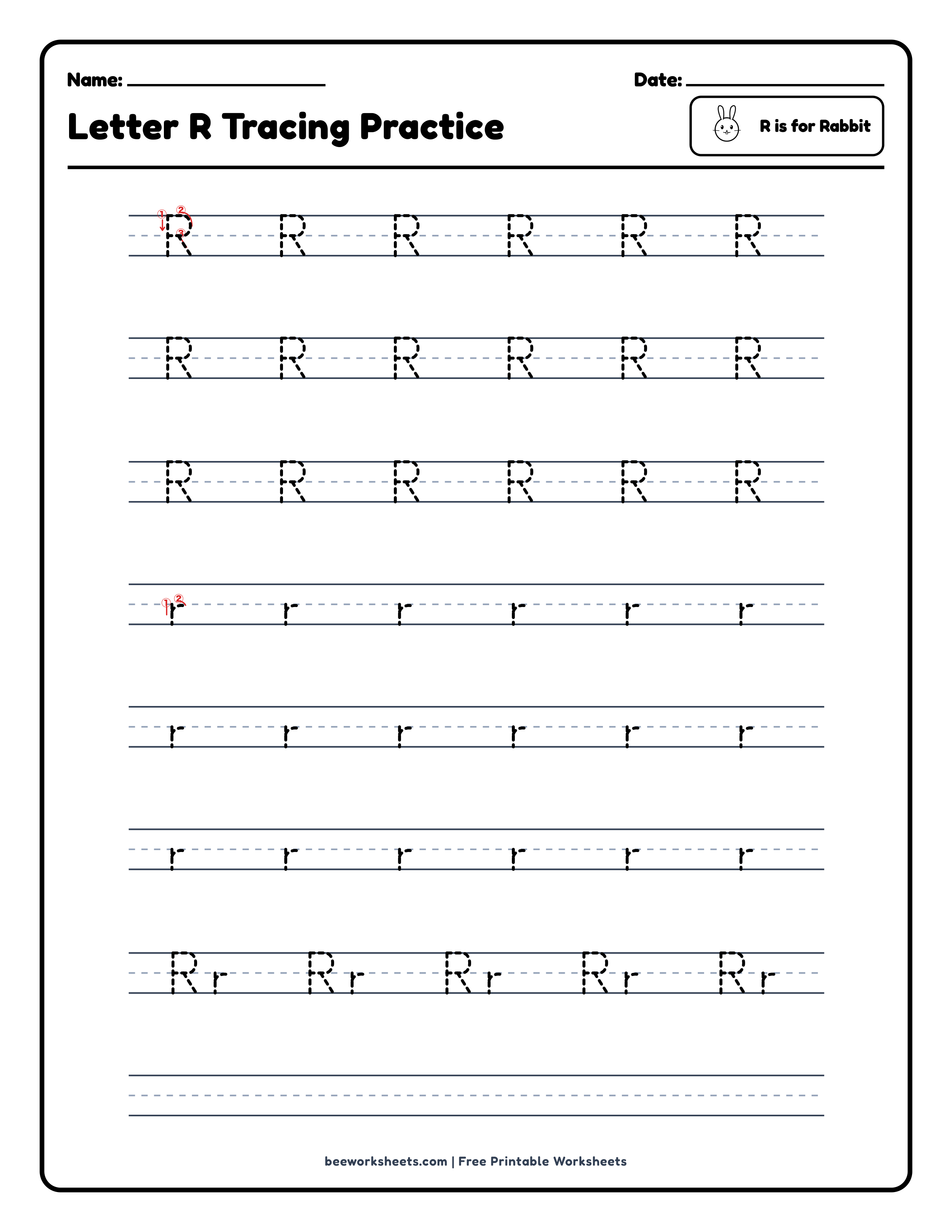 Letter R: Rabbit Alphabet & Phonics Worksheet Preview