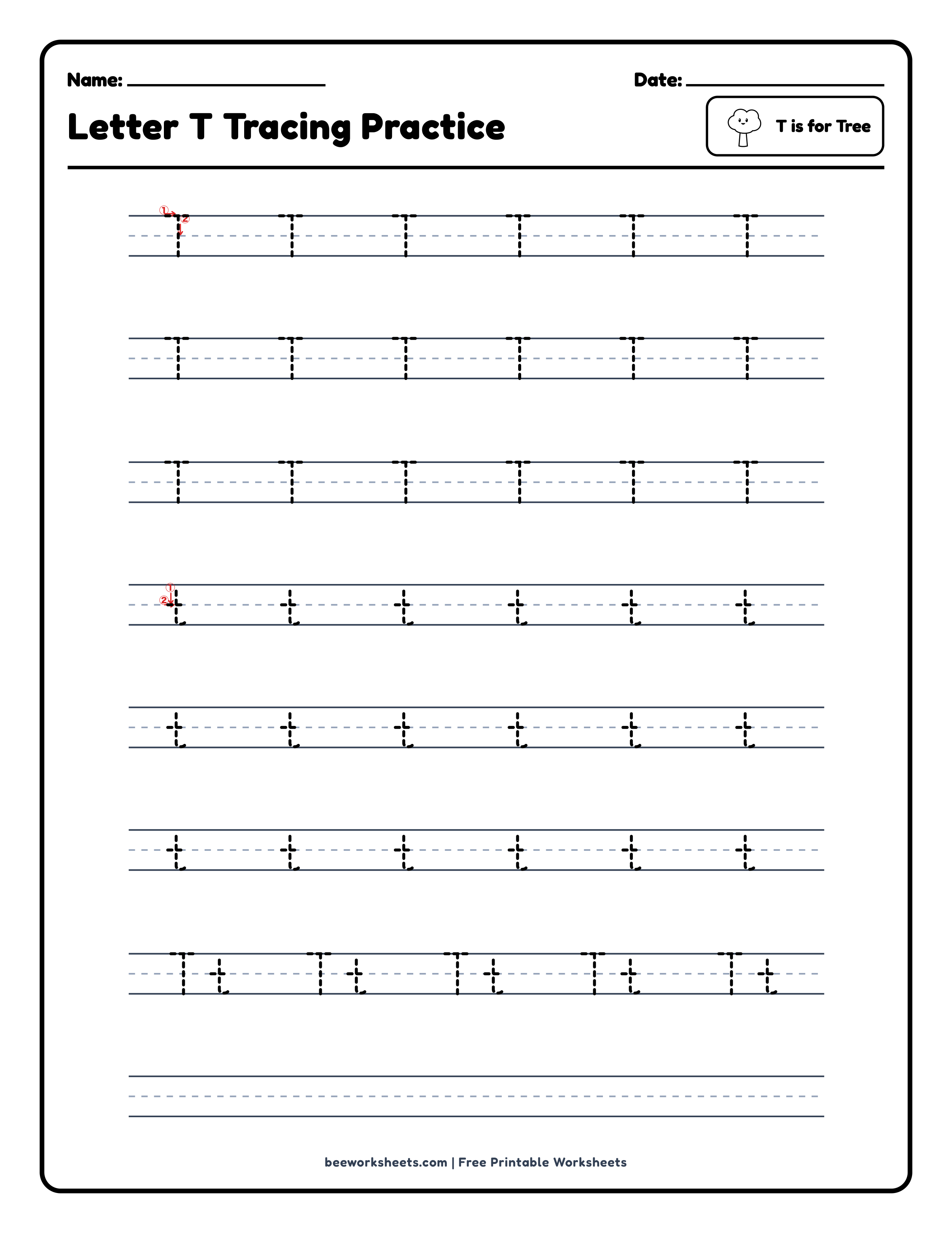 Letter T: Tree Alphabet & Phonics Worksheet Preview