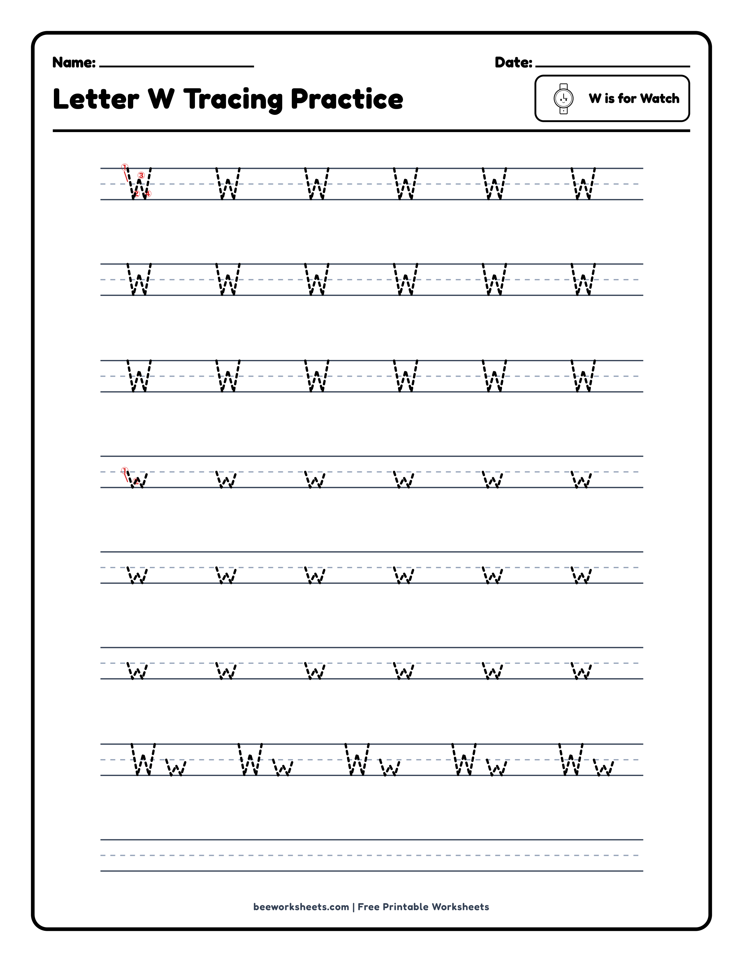 Letter W: Watch Alphabet & Phonics Worksheet Preview