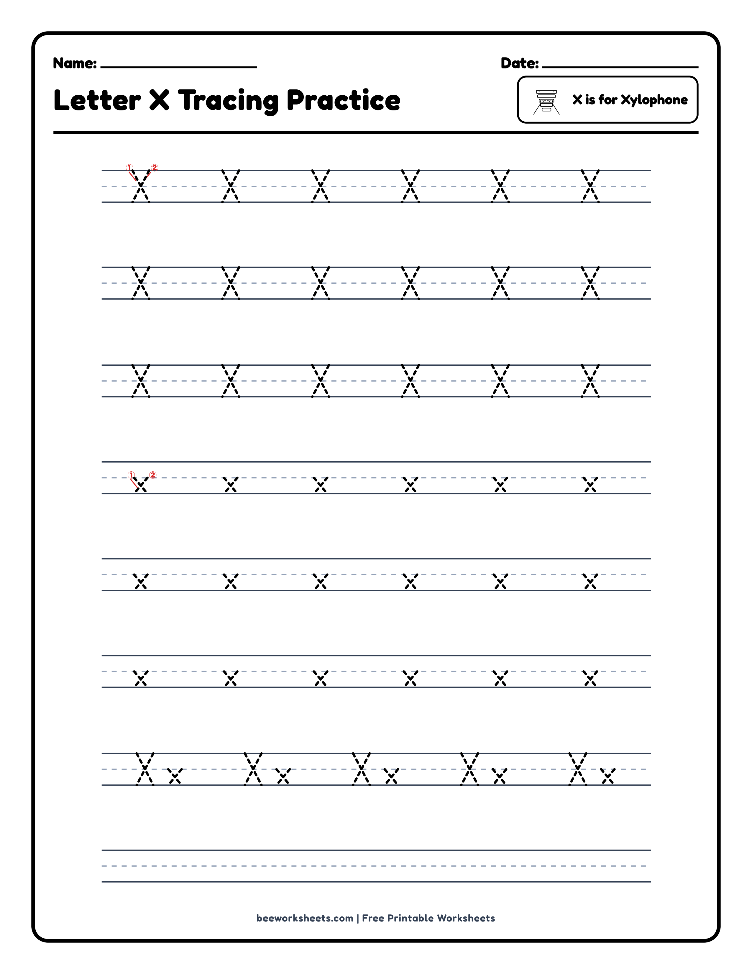 Letter X: Xylophone Alphabet & Phonics Worksheet Preview