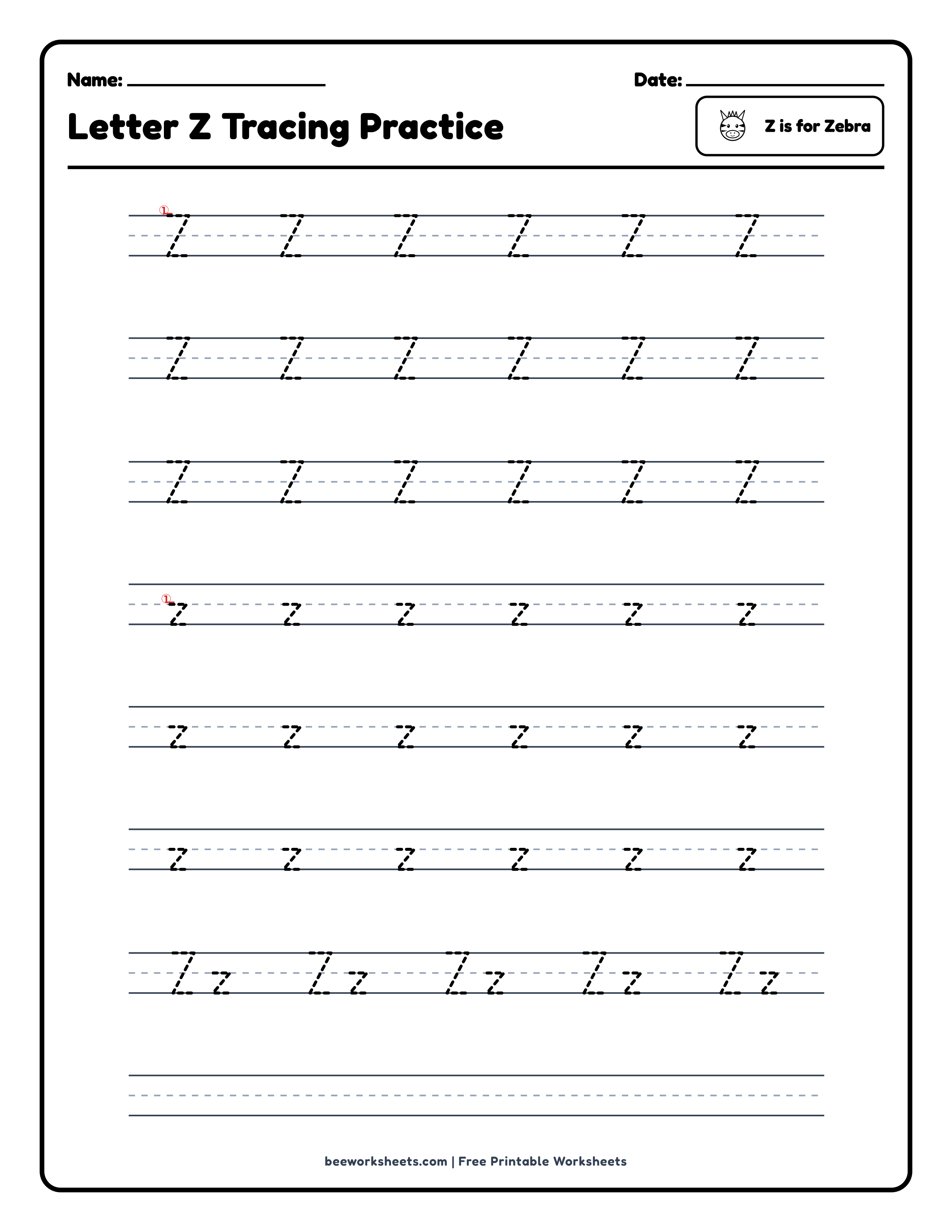 Letter Z: Zebra Alphabet & Phonics Worksheet Preview